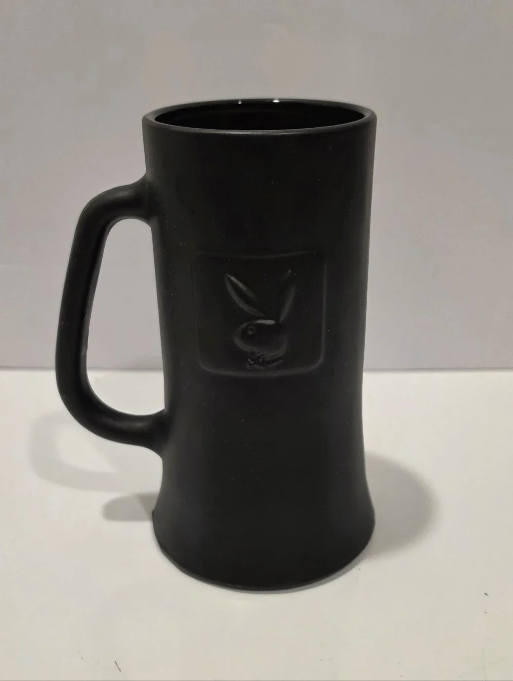 Vintage Playboy Bunny Beer Mug Stein Black Glass Satin Matte
